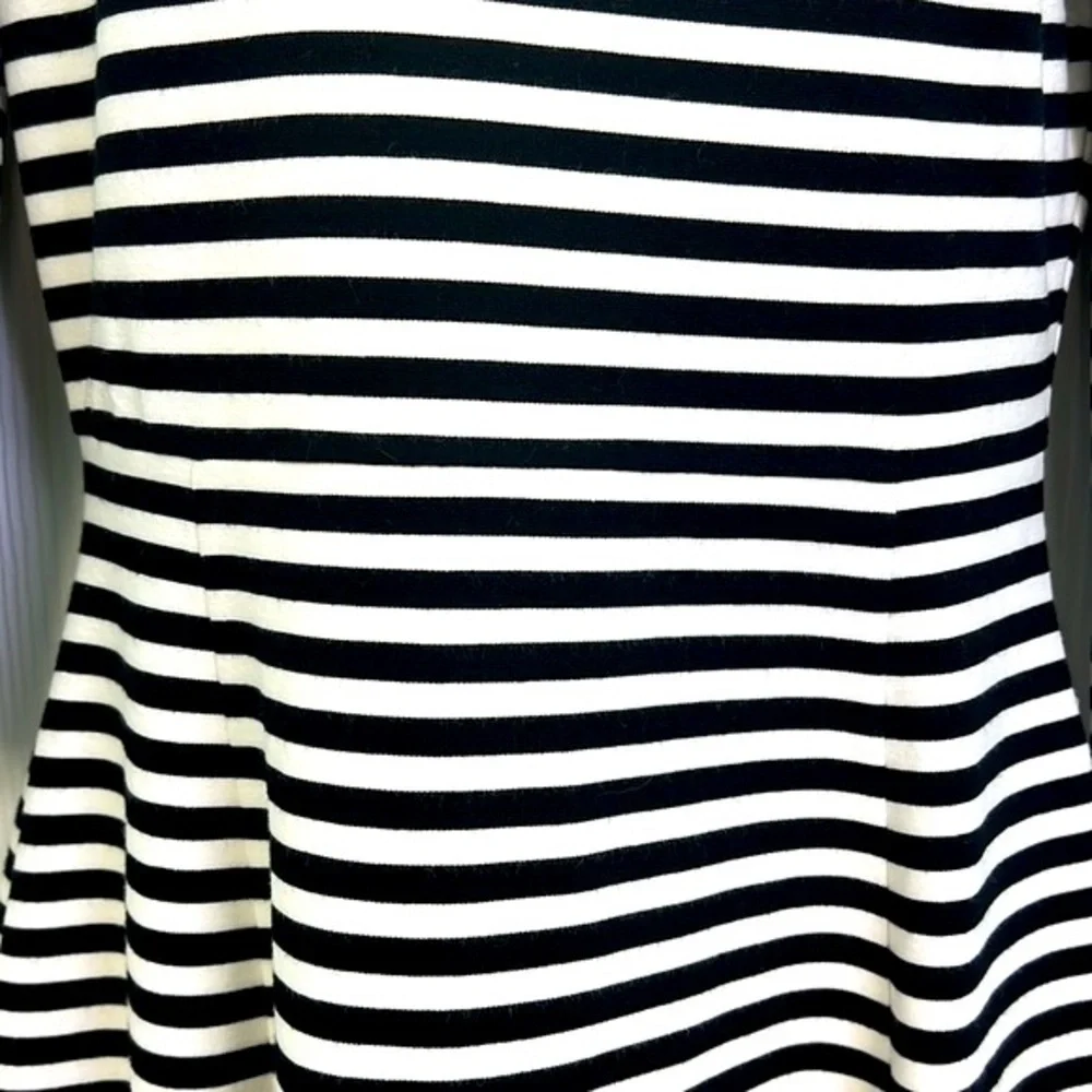 Kate Spade - Brooke Street Black & White Stripes Quarter Sleeve Midi Dress SM